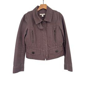 Ann Taylor Loft Womens Cotton moto denim Jacket coco brown Size 12